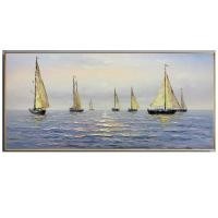ราคา ภาพวาดสีน้ำมันเรือใบขนาดใหญ่70X140ซม มือวาดนามธรรมเรือใบสีฟ้าอะคริลิคทะเลภาพวาดตกแต่งศิลปะบนผนัง (20823713680)