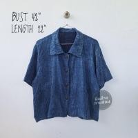 ราคา เสื้อคอบัว กระดุมหน้า ผ้าฝ้ายย้อมครามฟอกสโตน (20702678119)