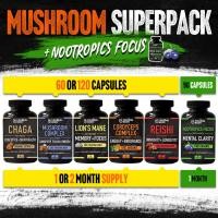 ราคา Mushroom Super Pack 6 Bottle Mushroom Combo Pack แคปซูลเห็ดหัวลิง ถั่งเช่า เห็ดหลินจือ Mushroom Complex ชาก้า Nootropics Focus (21407836008)