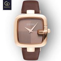 ราคา GUOUนาฬิกาผู้หญิงแบรนด์ชั้นนำสร้อยข้อมือแฟชั่นผู้หญิงหรูหราทรงสี่เหลี่ยมสายหนังแท้นาฬิกาSaati (5504422351)