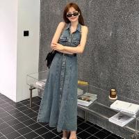 ราคา ชุดเดรสยีนส์ แขนกุด คอปกโปโล กระดุมผ่ากลางสวมใส่ง่าย รัดเข็มขัดได้ ผ้ายีนส์ฟอกอย่างดี กำลังอินเทรนด์ (20537211097)