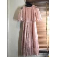 ราคา เดรสสีชมพูกะปิ ผ้าแก้วฉลุลูกไม้ มือสอง (19641955109)