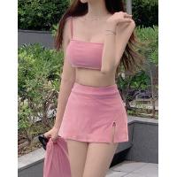 ราคา T2344 ชุดว่ายน้ำ ทูพีช เอวสูง พร้อมกระโปรง ชุดเซ็ต 3 ชิ้น ผ้ากำมะหยี่ (21161620745)