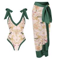 ราคา 2023 New 2 Pieces Women Bikini Skirt Set Push Up Floral Printed Bikinis Strappy Bandage Swimwear Thin Hot Spring Bathing Suit (18048045575)