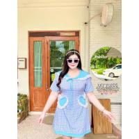 ราคา สาวอวบ เดรสสาวอวบ เดรสปกยักษ์ ลายสก็อต อก 38 40 42 44 46 (20603847064)