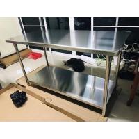 ราคา โต๊ะ โต๊ะเตรียม โต๊ะสแตนเลส โต๊ะสแตนเลสแท้ มี 2 ชั้น ขนาดยาว 150 และ 180 cm เกรดส่งออกยุโรป อเมริกา โต๊ะเตรียมอาหาร โต๊ะวางไมโครเวฟ (5275656671)