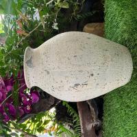 ราคา แจกันดินเผาทรงโอ่งสูงปากเล็กสีขาวเก่า ขนาด 24 x 30 cm (19682231762)