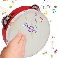 ราคา okoogee 6 Inch Hand Tambourine with Metal Single Row 4pcs Metal Cymbals Jingles Sheepskin Drum Skin Wooden Tambourines Entertainment Musical Timbrel for Adults Kids Dancing Singing Party (20703010190)