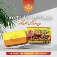 ราคา สบู่สมุนไพรมะขามผสมขมิ้น สบู่เอแซนเต้ สบู่ Asantee 2 สี แพค 6 ก้อน 125g ก้อน (20318363913)