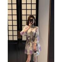 ราคา ชุดเดรสชีฟองลายดอกสีม่วงน่ารัก (21335276262)