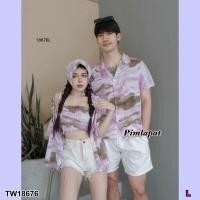 ราคา PP18676 set คู่รัก เสื้อฮาวาย เสื้อสม็อครอบอก เสื้อคุม ผ้าโพกผม (20583814804)