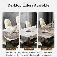 ราคา COD Free Shipping to Home โต๊ะกินข้าวแบบทันสมัยนอร์ดิกหินหินอ่อนทำจากสเตนเลสสตีลสีดำเคลือบโต๊ะทำงานสีขาวสำหรับหกคนโต๊ะในครัวบ้านสุดหรูทำจากหินชนวน (20591554353)