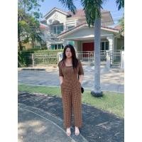 ราคา จั้มสูทสาวอวบ ชุดจั๊มสาวอวบ ซิปหน้า อก 38 44 ผ้าวูลเวฟ jumpsuit plussize (21318856597)