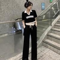 ราคา พร้อมส่ง ชุดลำลอง เซต2ชิ้นเสื้อคอปกแขนสั้น กางเกงขายาว ชุดกีฬา สไตล์เกาหลีใหม่ ชุดเซท เสื้อผ้าแฟชั่นผู้หญิง (20965450526)