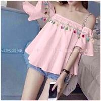 ราคา เสื้อเปิดไหล่ต่อแขน ดีเทลแต่งพู่ฟรุ้งฟริ้งเพิ่มความหวาน (20866764556)