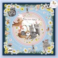 ราคา ผ้าพันคอ ผ้าคลุมไหล่ Kiss me doll ทาสแมวห้ามพลาด ลาย Flower Cat ขนาด 100x100 cm (21200315687)