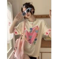 ราคา เสื้อยืดแฟชั่นคอกลมฟรีไซส์สกรีนลายหัวใจสุดคิ้วท์ (20128855898)