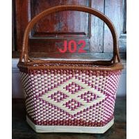 ราคา ตะกร้าหวายเสริมไม้ไผ่ย้อมสี ทรงแปดเหลี่ยม ลายดอกเหลี่ยมชมพู (10236915958)