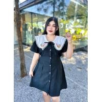 ราคา BN337 เข้าใหม่ชุดเดรสสาวอวบผ้ายีนส์ รุ่นปักปกหัวใจ (21397957898)