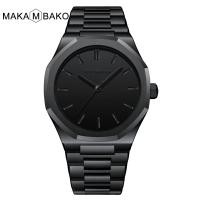 ราคา MAKAMBAKO สายเหล็กสแตนเลสผู้ชายสีดำกันน้ำควอตซ์ M 5015นาฬิกาแฟชั่นเรียบง่าย (18020044770)