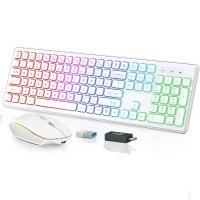 ราคา Jomaa Type c USB 2 4G Wireless Keyboard Mouse Combo RGB Backlit Rechargeable Full Size Wireless Keyboard Mouse Set for Laptop Computer Ergonomic (20759966493)