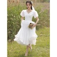 ราคา ราตรีชุดเดรสยาว ชุดแต่งงานมินิมอล ชุดออกงานสาวอวบ ชุดขาวปฏิบัติธรรม ชุดไปงานแต่งงาน ชุดเดรสสั้น สีขาว สําหรับเพื่อนเจ้าสาว งานเลี้ยง ชุดเดรส สีขาว แฟชั่นฤดูร้อน สไตล์ฝรั่งเศส (18283506025)