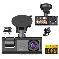 ราคา ของแท้100 กล้องติดรถยนต์ 3 เลนส์ Full HD 1080P ด้านหน้า ภายในรถ ถอยหลัง เลนส์มุมกว้าง170 องศา Dash Cam สว่างกลางคืนของแท้ด้วยระบบ มีการรับประกันจากผู้ขาย (21125858909)