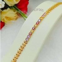 ราคา CW81 สร้อยข้อมือพลอยนพเก้าพลอยมณีใต้น้ำ งานสวยใส่ลงน้ำได้ งาน cz แท้ (20886406176)