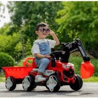 ราคา รถแบตเตอรี่เด็ก รถเด็กนั่งแมคโคร ที่ตักใช้ระบบไฟฟ้า มีกระบะพ่วงท้าย (21402205401)