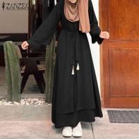 ราคา MOMONACO ZANZEA Muslimah ผู้หญิงมุสลิมแขนยาว Kaftan ฉัตร Abaya อิสลามแกว่งชุดยาว 50 (15558984129)