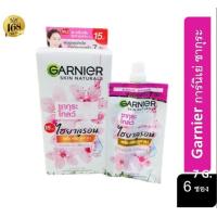 ราคา ส่งฟรี 6 ซอง Garnier sakura white pinkish cream 7 ml การ์นิเย่ ซากุระ 7 มล x 6 ซอง ซองฝาหมุน (18204463045)