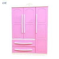 ราคา Live ชุดตู้เสื้อผ้าสามประตูสีชมพูสไตล์โมเดิร์นสําหรับตกแต่งเฟอร์นิเจอร์บาร์บี้ (19983930639)
