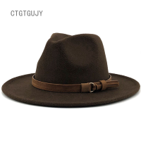 ราคา CTGTหมวกสักหลาดคลาสสิกปีกกว้างหมวกแก๊งส์เตอร์ผู้ชายผู้หญิงวินเทจสักหลาดหมวกปานามา (4216220893)