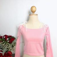 ราคา เสื้อยืดสายเดี่ยวเเขนยาว เสื้อลูกไม้เกาหลี ใหม่ไหล่แขนยาวลูกไม้ เสื้อแขนยาวเปิดไหล่งานสวยลูกไม้เเต่งสาย (17517912029)