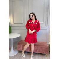 ราคา สล เดรสคอบัว แขนยาวมีจั้มปลายแขน แต่งชายระบาย (15770696556)