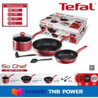 ราคา TEFAL ชุดหม้อกระทะ 6 ชิ้น รุ่น SO CHEF สีแดง (12284249765)