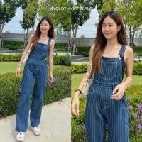 ราคา ? ? ? ? ? ? ? ? ? ? ? น่ารักมากกก เอี๊ยมยีนส์สีกรมเข้มลายทาง งานเย็บด้าย (20557124790)