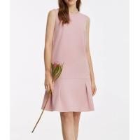 ราคา G2000 เดรสสีชมพูแต่งชายระบาย เดรสทรงตรงสีชมพูพาสเทล ชุดเดรสผู้หญิงทรง SHIFT SHAPE (21333083709)