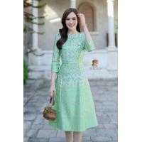 ราคา ชุดเดรส ผ้า Silk Satin พิมพ์ลายไหมแพรวาอัดกาว สวยชัด ผ้าเรียบลื่นหรูนิดๆ S 3XL สีเหลืองทอง สีเขียวตอง ชมพู ฟ้า (21404036959)