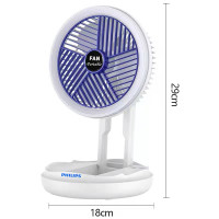 ราคา Philips พัดลมตั้งโต๊ะแบบพกพา ไร้สาย 18650mAH มีแบตในตัว USB ชาร์จใหม่ได้ พับเก็บได้ ปรับแรงลมได้ 4 ระดับ หน้าพัดลมขนาด 7 นิ้ว (20851567041)