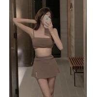 ราคา T2344 ชุดว่ายน้ำ ทูพีช เอวสูง พร้อมกระโปรง ชุดเซ็ต 3 ชิ้น ผ้ากำมะหยี่ (21399579270)