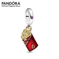 ราคา Pandora Gold Red envelope sterling silver and 14 gold plated dangle with synthetic ruby clear cubic zirconia and red enamel เครื่องประดับ จี้ชาร์ม ชาร์มสีทอง สีทอง ชาร์มทอง ทอง ชาร์มสร้อยข้อมือ ชาร์มแ