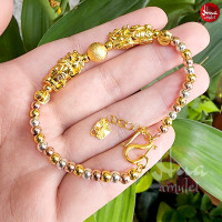 ราคา A25 สร้อยข้อมือ ปี่เซี่ยะคู่ 3 กษัตริย์ ข้อมือเงินแท้งาน 92 5 ลายเม็ดกลม ขนาด 3 มิล กำไลข้อมือ (14075771264)