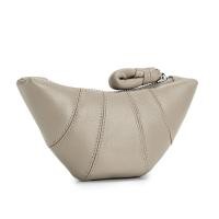 ราคา Luxury Genuine Leather Women Coin Purse Fancy Croissant Fashion Lady Small Zip Hobo Wallet Brand Retro Mini Makeup Pouch Bag (20566713539)