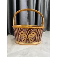 ราคา ตะกร้าหวายเสริมไม้ไผ่ขนาดกลาง Size M ลายผีเสื้อ (21406840785)