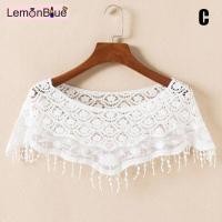 ราคา LemonBlue ผ้าคลุมไหล่ถักโครเชท์สำหรับผู้หญิงเสื้อคลุมไหล่ประดับลูกไม้สไตล์วินเทจแบบสั้นลายฉลุ (8580065970)