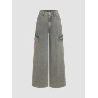 ราคา Cider Denim High Waist Wide Leg Pocket Cargo Jeans (21188057644)