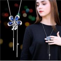ราคา แฟชั่นสร้อยคอยาวดอกกุหลาบสีดำสร้อยคอโลหะสร้อยคล้องคอคริสตัลจี้สร้อยคอปรับได้ (21358328295)