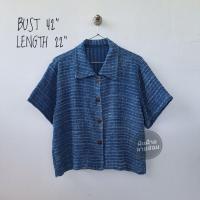 ราคา เสื้อคอบัว กระดุมหน้า ผ้าฝ้ายย้อมครามฟอกสโตน (20713342234)