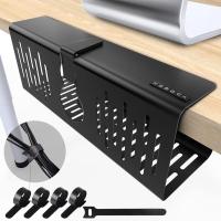 ราคา Under Desk Cable Management Tray 14 Wire Management Punch Free Clamp on Newest Metal Cable Tray Wire Organizer Under Desk Under Desk Basket for Office and Home Black (21143980232)
